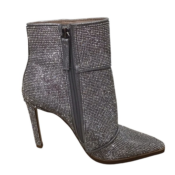 AQUA Women’s Valry Snip Toe Rhinestone Stretch High Heel Booties - Picture 10 of 16